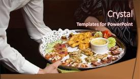  Presentation with appetizers - Presentation theme enhanced with wedding or other catered event background and a wine colored foreground
