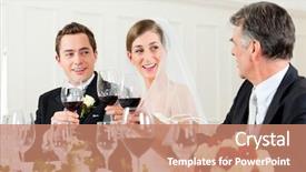  Presentation with dinner party - Slides featuring wedding party at dinner - bridal background and a coral colored foreground