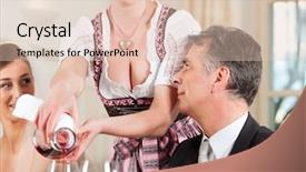  Presentation with wedding anniversary party invitation - Beautiful presentation theme featuring wedding party at dinner - wine backdrop and a lemonade colored foreground