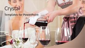  Presentation with dinner party - PPT theme consisting of wedding party at dinner - wine background and a lemonade colored foreground