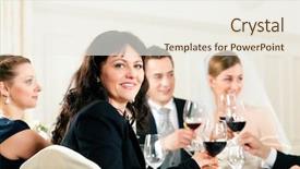  Presentation with dinner party - PPT layouts having wedding party at dinner background and a sky blue colored foreground