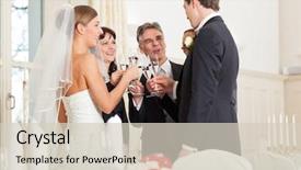  Presentation with sparkling wine - Cool new theme with wedding party bride groom backdrop and a soft green colored foreground