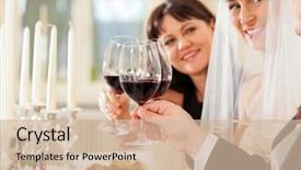  Presentation with crystal - PPT theme consisting of wedding party at dinner background and a  colored foreground