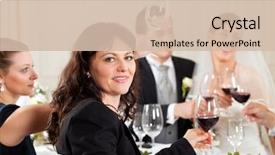  Presentation with crystal - Slide set with wedding party at dinner background and a  colored foreground