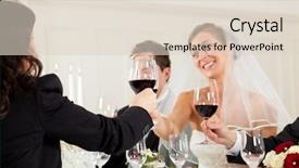  Presentation with dinner party - Presentation design featuring wedding party at dinner background and a lemonade colored foreground