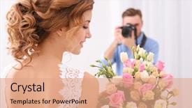  Presentation with bride - Amazing slide deck having wedding photographer taking photo backdrop and a coral colored foreground