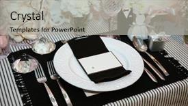  Presentation with name plate - Audience pleasing presentation consisting of wedding reception - luxurious dinner in black backdrop and a light gray colored foreground