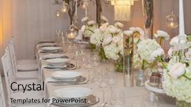  Presentation with elegant party - Amazing PPT theme having table set for an event party or wedding reception luxury elegant table setting dinner backdrop and a light gray colored foreground