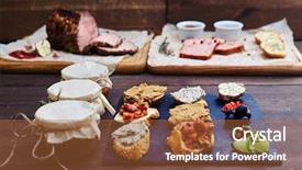  Presentation with meat food - Beautiful theme featuring wedding reception social events - close-up of an assortment backdrop and a  colored foreground