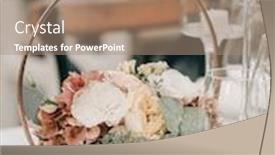  Presentation with table setting - Beautiful slides featuring wedding-reception-table-setting backdrop and a coral colored foreground