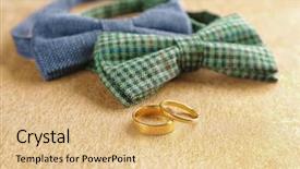  Presentation with wedding rings - Beautiful PPT theme featuring wedding rings and bow ties backdrop and a coral colored foreground