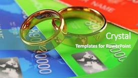  Presentation with golden wedding - Audience pleasing presentation consisting of wedding rings and credit card backdrop and a seafoam green colored foreground