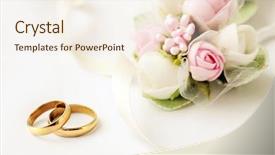  Presentation with wedding rings - Presentation design consisting of wedding rings and flowers background and a cream colored foreground