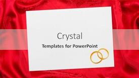  Presentation with wedding card - Beautiful presentation theme featuring wedding rings and paper card on red cloth backdrop and a white colored foreground