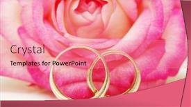  Presentation with white wedding - PPT layouts with wedding-rings-and-rose background and a coral colored foreground