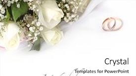  Presentation with wedding - Slide deck with wedding rings and roses bouquet background and a white colored foreground