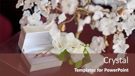  Presentation with wedding rings - Audience pleasing presentation design consisting of wedding rings in a box backdrop and a tawny brown colored foreground