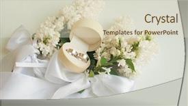  Presentation with wedding rings - Presentation theme featuring wedding rings in a box background and a soft green colored foreground
