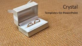  Presentation with wedding rings - PPT theme having wedding rings in a box background and a coral colored foreground