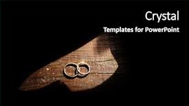  Presentation with wedding rings - Beautiful theme featuring wedding rings in heart shaped reflection on wooden background backdrop and a black colored foreground