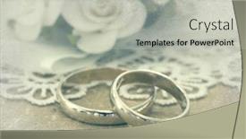  Presentation with wedding rings - Beautiful theme featuring wedding rings in retro arrangement backdrop and a light gray colored foreground