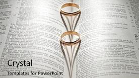  Presentation with wedding rings - Presentation having wedding rings on a bible background and a light gray colored foreground