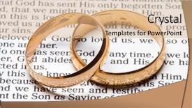  Presentation with wedding rings - Theme featuring wedding rings on a bible background and a coral colored foreground
