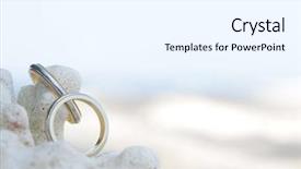  Presentation with tropical wedding - Audience pleasing PPT theme consisting of wedding rings on a coral backdrop and a sky blue colored foreground