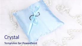  Presentation with white wedding - Amazing slide deck having wedding rings on satin pillow on white cloth background backdrop and a sky blue colored foreground