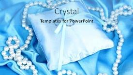  Presentation with wedding rings - Colorful PPT theme enhanced with wedding rings on satin pillow on blue cloth background backdrop and a light blue colored foreground