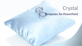  Presentation with wedding white - Presentation having wedding rings on satin pillow isolated on white background and a sky blue colored foreground