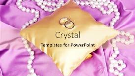  Presentation with purple wedding - Beautiful slide set featuring wedding rings on satin pillow on purple cloth background backdrop and a blonde colored foreground