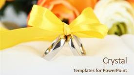  Presentation with white wedding - Presentation design enhanced with wedding rings tied with ribbon background and a lemonade colored foreground