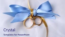  Presentation with wedding rings - Theme consisting of wedding rings tied with ribbon background and a sky blue colored foreground