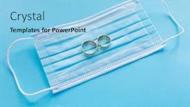  Presentation with divorce - Presentation with wedding-rings-with-surgical-mask background and a light blue colored foreground