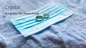  Presentation with wedding rings - Presentation theme featuring wedding-rings-with-surgical-mask background and a light blue colored foreground