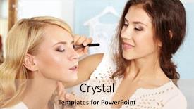  Presentation with eye shadow - Colorful slide deck enhanced with wedding salon - artist applying eye shadow backdrop and a lemonade colored foreground