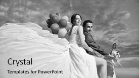  Presentation with beach wedding - Slide deck featuring wedding sce of bride background and a light gray colored foreground