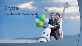  Presentation with beach wedding - Cool new slides with wedding-sce-of-bride backdrop and a light blue colored foreground