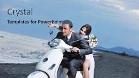  Presentation with beach wedding - Presentation theme featuring wedding-sce-of-bride background and a light blue colored foreground