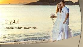  Presentation with bride - Amazing slides having wedding sea - bride and groom walking backdrop and a cream colored foreground