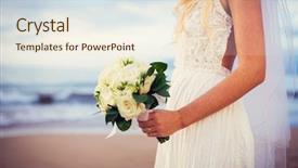  Presentation with beach wedding - Colorful PPT theme enhanced with wedding sea - portrait of beautiful bride standing backdrop and a cream colored foreground