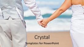  Presentation with beach wedding - PPT layouts enhanced with wedding sea - rear view of groom background and a soft green colored foreground