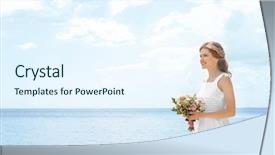  Presentation with seashore - Slide deck having wedding sea - young bride in white gown background and a  colored foreground