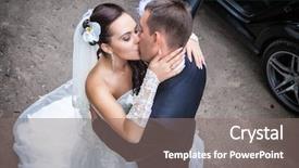  Presentation with bride - Beautiful presentation theme featuring wedding shot of bride backdrop and a gray colored foreground