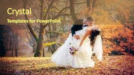  Presentation with bride - Beautiful PPT theme featuring wedding shot of bride backdrop and a tawny brown colored foreground