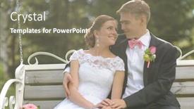  Presentation with wedding - Cool new PPT theme with wedding shot of bride and groom sit on bench in park backdrop and a gray colored foreground