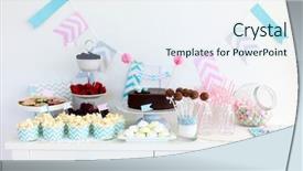  Presentation with popcorn - Colorful slide deck enhanced with wedding shower - berries popcorn and canape selection backdrop and a sky blue colored foreground