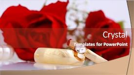  Presentation with wedding rings - Slide set with wedding still life with rings background and a crimson colored foreground