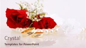  Presentation with wedding rings - PPT theme having wedding still life with rings background and a lemonade colored foreground